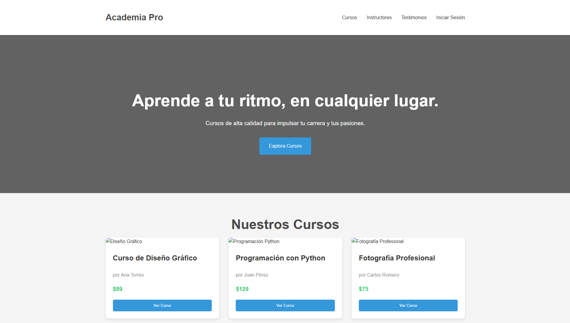 Plantilla Academia de Cursos Online