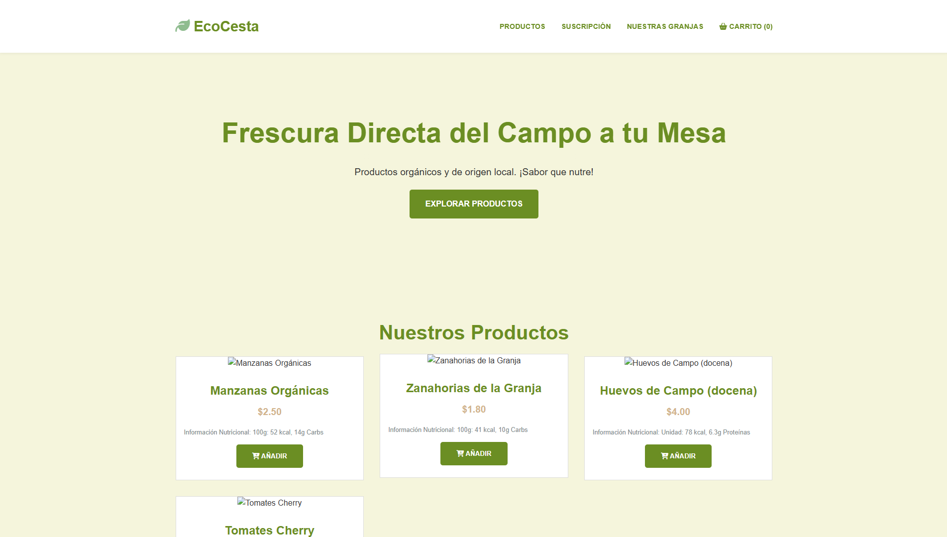 Plantilla Tienda de Alimentos Orgánicos