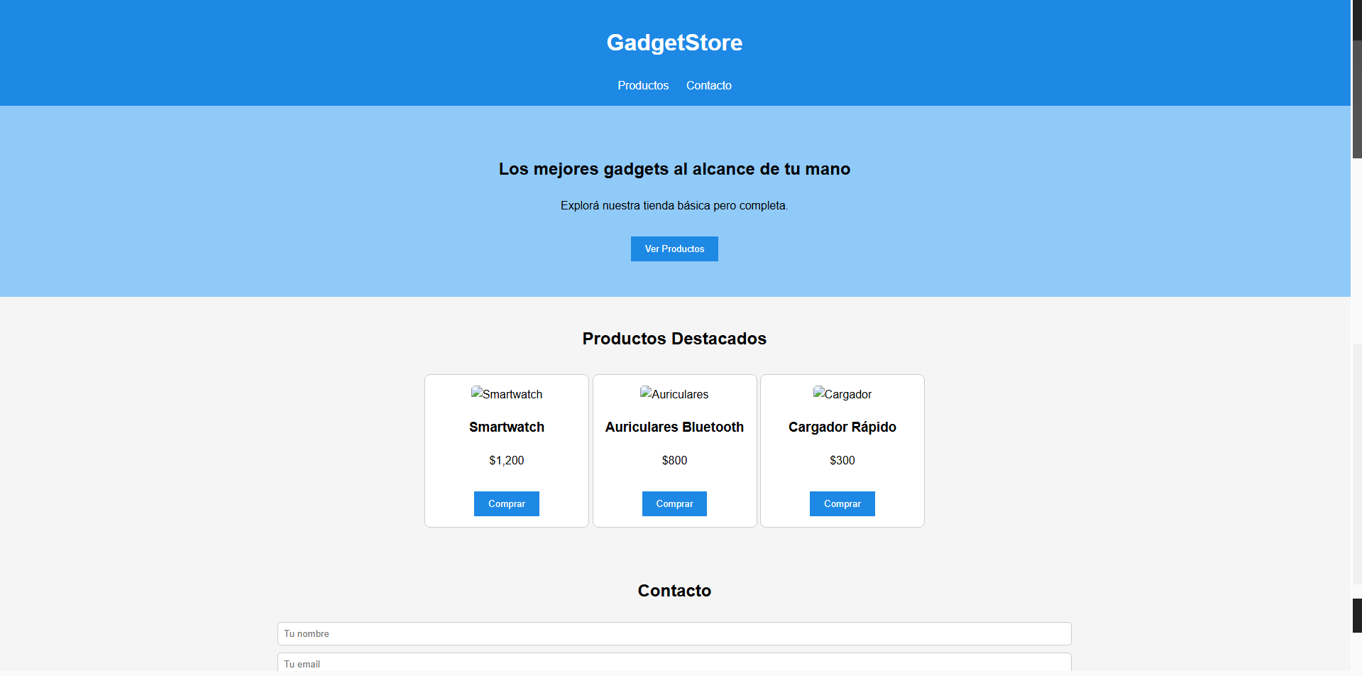 Plantilla Minitienda Gadgets