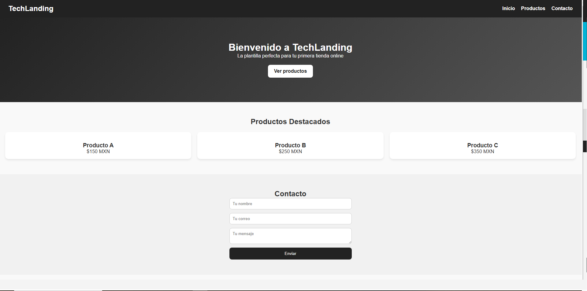 Plantilla Tech Landing