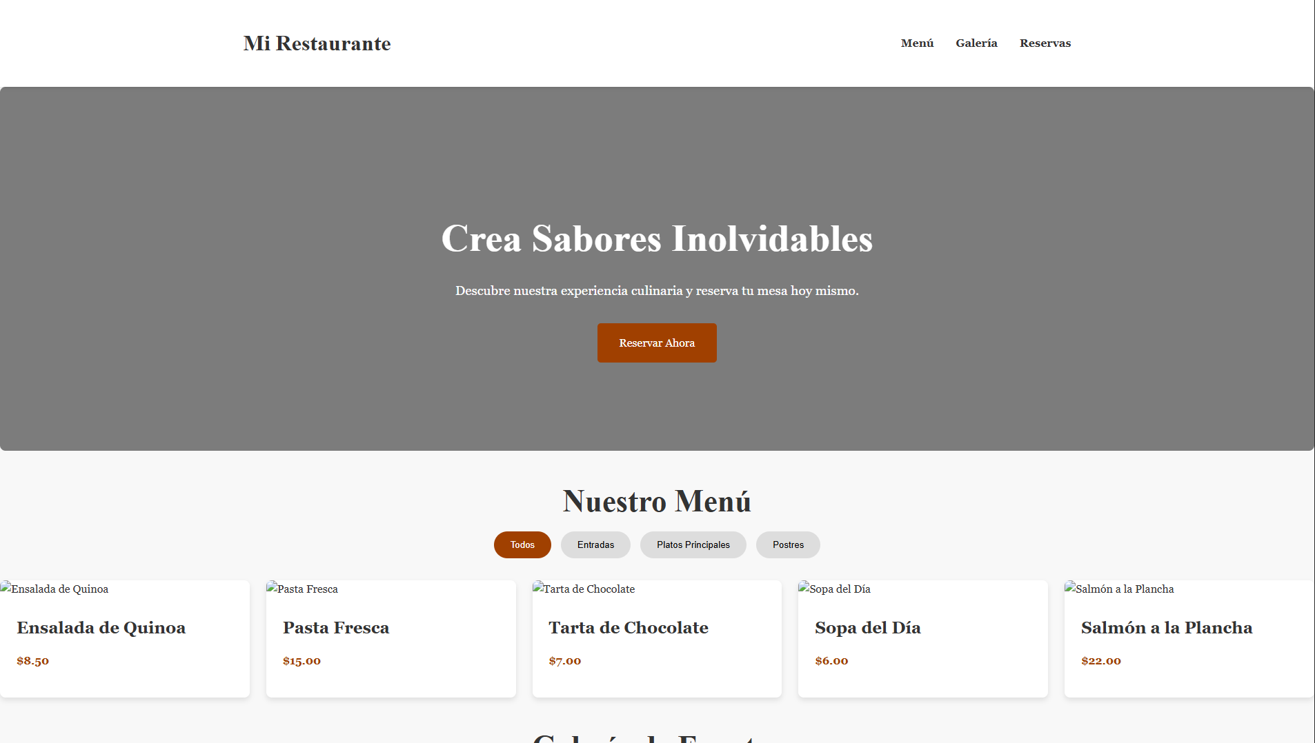 Plantilla Restaurante con Reservas